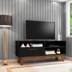 Rack para TV até 55” Paládio - Preto fosco - BC