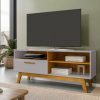 Rack para TV até 55” Paládio - Off White/Naturalle - BC