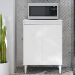 Balcão Multiuso Microondas 2 portas com 0,61m - Branco - EJ MÓVEIS