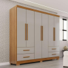 Guarda-roupa Casal 6 portas e 4 gavetas Sem Espelho e Com Pés Texas Premium - Cinamomo/Off White - Sallêto