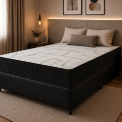 Kit Solteirão - Colchão Solteirão Molas Venezia Black + Base Solteirão Box Corino Preto Dream- 108 x 188 x 62
