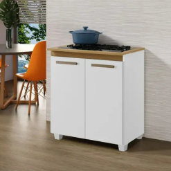 Balcão com Tampo para cooktop 4 Bocas Fox - Branco - ATM