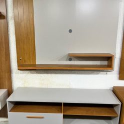 Conjunto Home - Painel e Rack para TV Dunas - Off White/Cinamomo - PMB