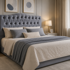 Cabeceira Casal para Cama Box Ref 013 1,40 - Factor Cinza 021 - 2M Móveis