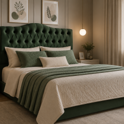 Cabeceira Casal para Cama Box Ref 013 1,40 - Veludo Verde Escuro - 2M Móveis