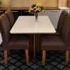 Conjunto Mesa de Jantar Retangular Canto Copo Com Vidro Salinas Londres 120 x80 Com 4 Cadeiras Marrom-Cinamomo/Off White