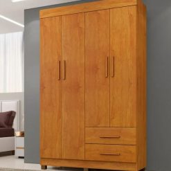 Guarda-roupa solteiro 4 portas e 2 gavetas Com pés Copacabana - Cinamomo - BNT