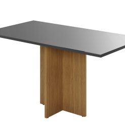 Mesa Retangular Diamante Canto Copo 160 x 80 - Freijó/Grafite - JCM