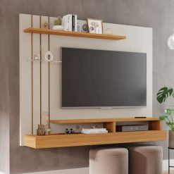 Painel Para TV Até 46 Polegadas Valência Plus - Off White / Nature - PMB