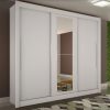Guarda-Roupa Casal Linhares 3 Portas de Correr Sem pés 1 Espelho - Branco - Sallêto
