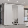 Guarda-Roupa Casal Panamá 3 Portas de Correr com pés 1 Espelho - Branco - Sallêto