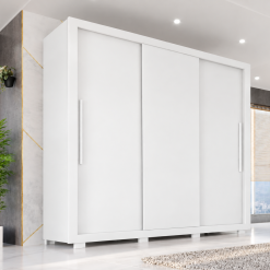 Guarda-Roupa Casal Linhares Flex 3 Portas de Correr Com pés Sem Espelho - Branco - Sallêto