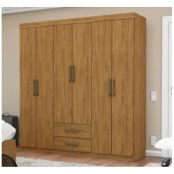 Guarda-Roupa Casal 6 Portas 2 gavetas sem pés Áries - Cinamomo - CRM