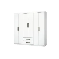Guarda-Roupa Casal 6 Portas 2 gavetas sem pés Áries - Branco - CRM